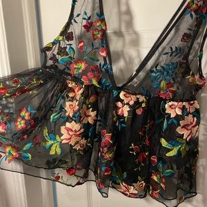 Urban Outfitters Ecote Sheer Peplum Top